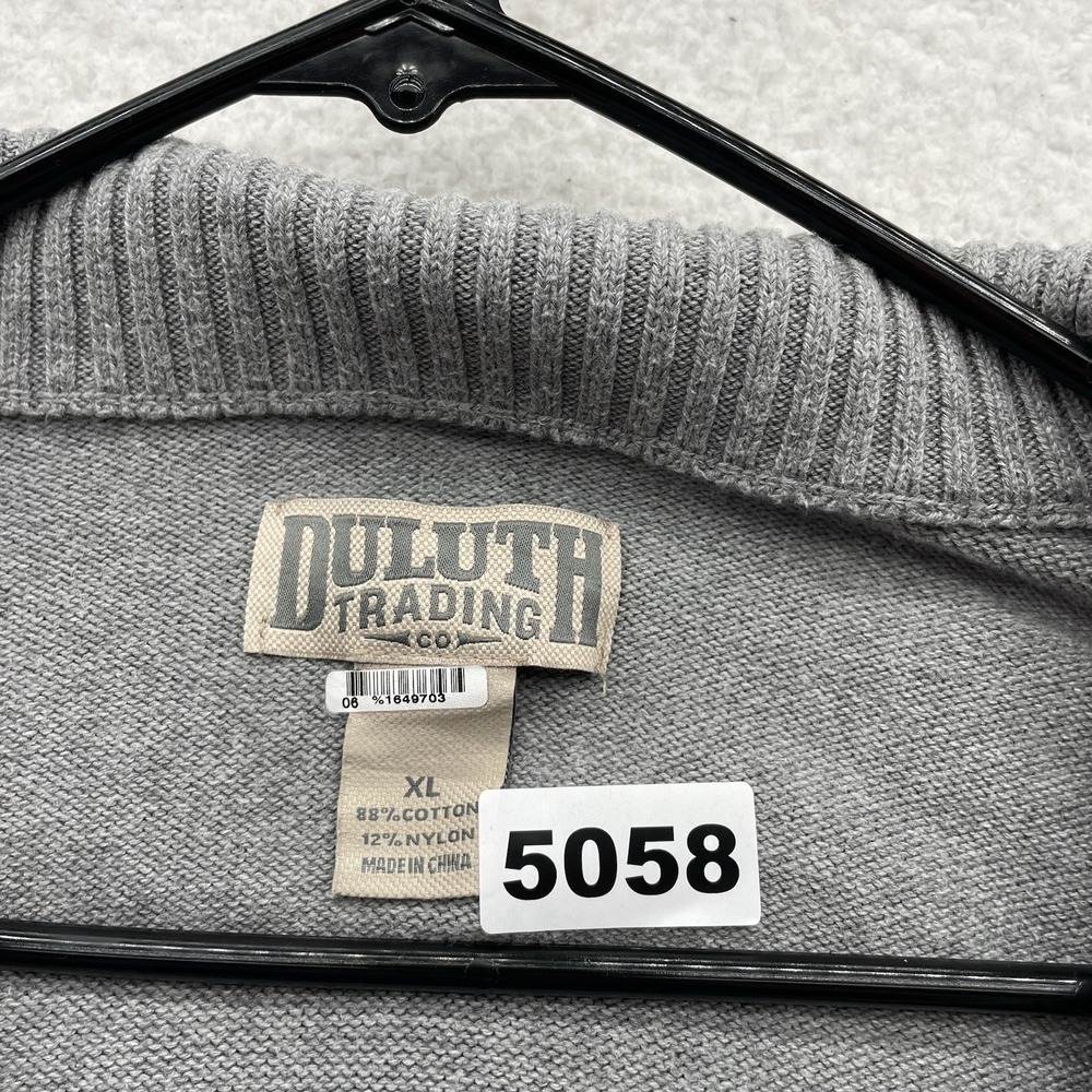 Duluth Trading Sweater Mens XL Gray 1/4 Zip Cotton Blend Pullover Mock Neck Warm - Picture 9 of 9